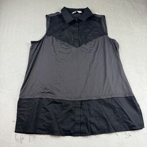 Foxcroft NYC Sleeveless Easy Care Mixed Media Top‎ Women's XL Black Mixed
